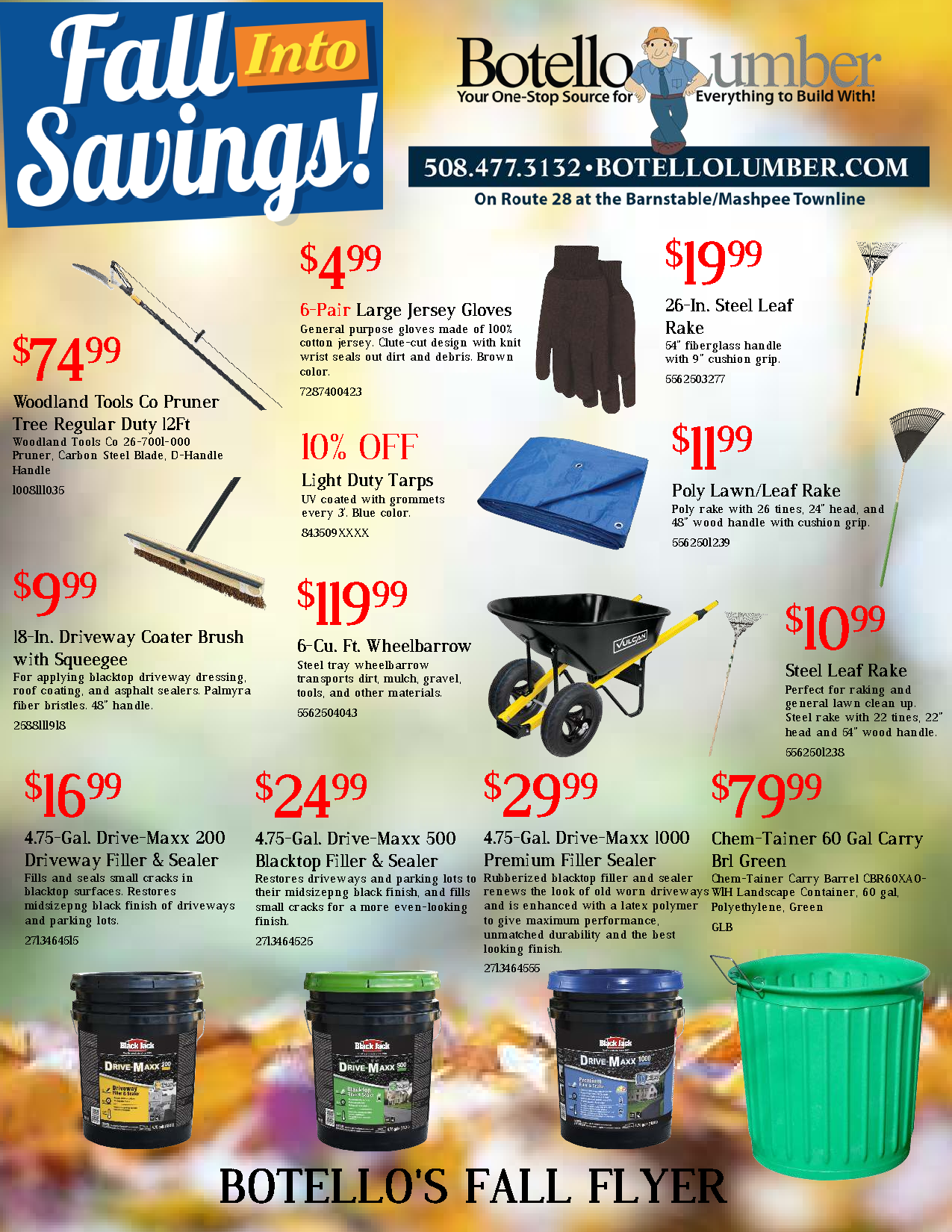 Botello Lumber Fall Flyer - Fall Into Savings